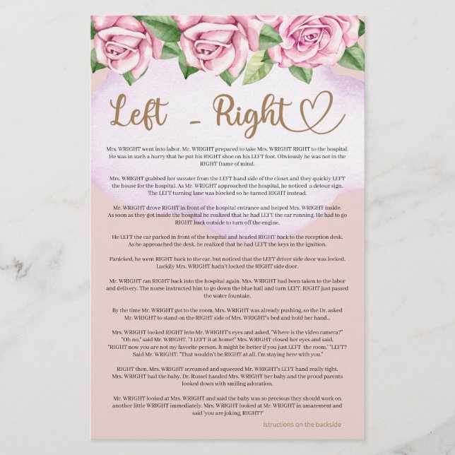 Teddy bear girl baby shower  Left Right (Front)