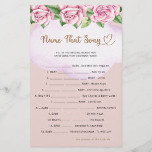 Teddy bear girl baby shower Name That Song