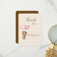 Teddy Bear girl Baby Shower Thank You Card