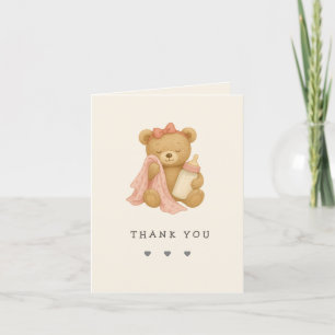 Teddy Bear Girl Baby Shower Thank You Card