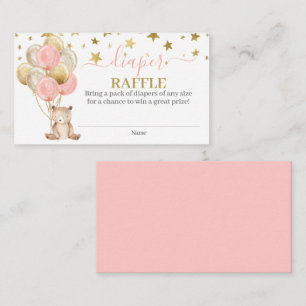 Teddy Bear Girl Diaper Raffle card