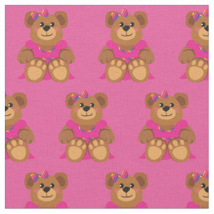 Teddy Bear Girl in Dress Cute Fabric