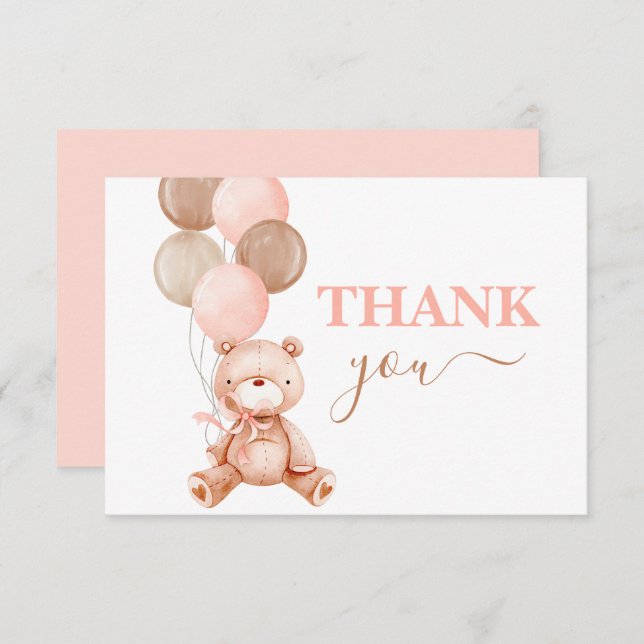 Teddy Bear Girl thank you Card (Front/Back)