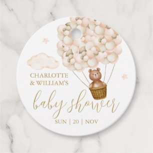 Teddy Bear Gold Balloons Baby Shower Thank You Favour Tags