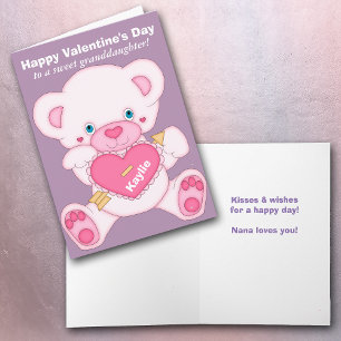 Teddy Bear Granddaughter Valentine Holiday Card