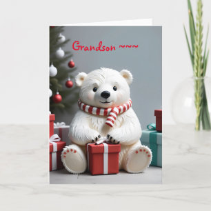 TEDDY BEAR GRANDSON CHRISTMAS CARD