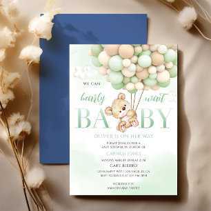 Teddy Bear Green Baby Shower Invitation
