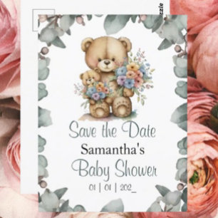 Teddy Bear Green Boy Baby Shower Invitation