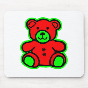 Teddy Bear Green Red The MUSEUM Zazzle Gifts Mouse Pad