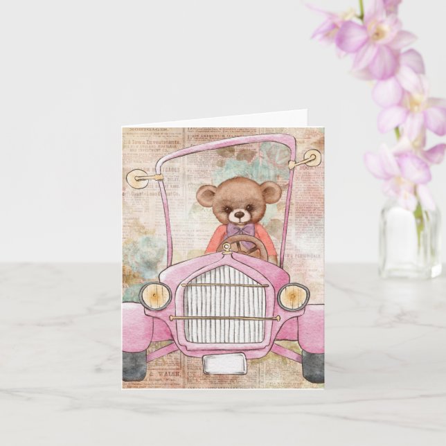 Teddy Bear Greeting Card (Orchid)