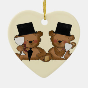 Teddy Bear Grooms Wedding Ceramic Tree Decoration