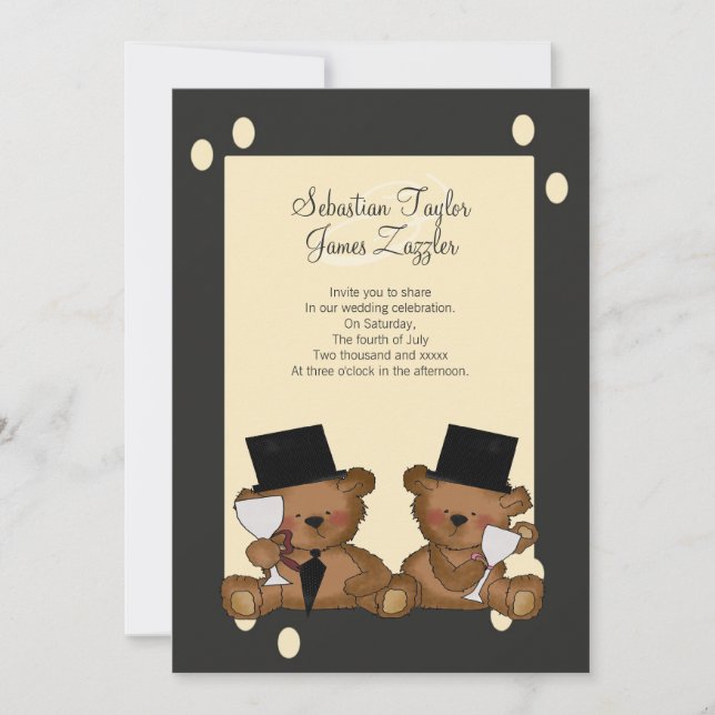 Teddy Bear Grooms Wedding Invitation (Front)
