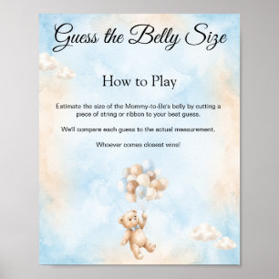 Teddy Bear Guess the Belly Size Game Sign