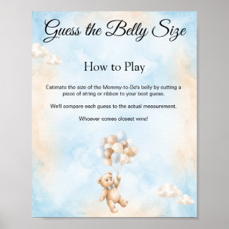Teddy Bear Guess the Belly Size Game Sign