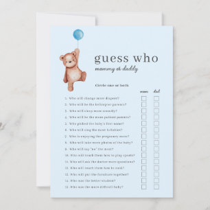 Teddy Bear Guess Who Baby Shower Game Invitation