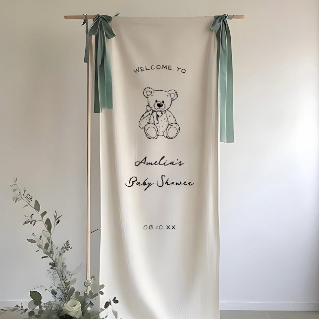 Teddy Bear hand drawn baby shower Banner (Creator Uploaded)