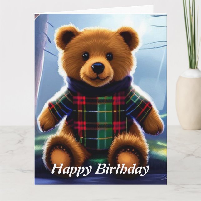 Teddy Bear  Happy Birthday  Card (Front)