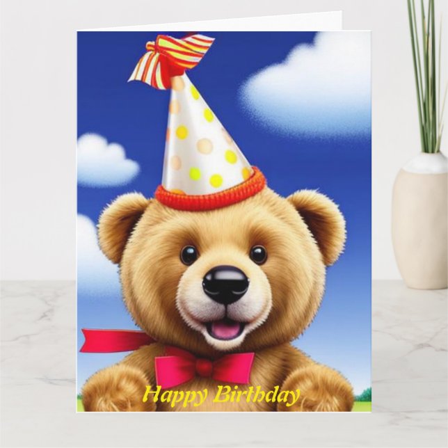Teddy Bear  Happy Birthday  Card (Front)