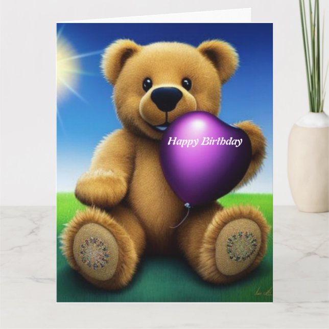 Teddy Bear  Happy Birthday  Card (Front)
