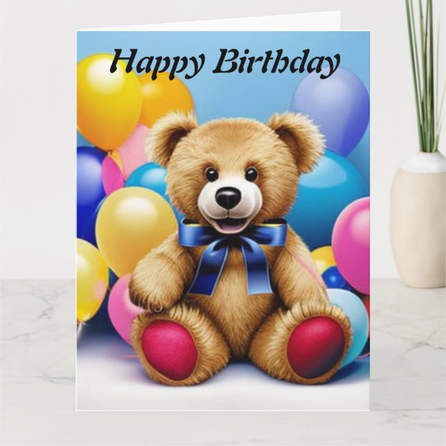 Teddy Bear  Happy Birthday  Card (Front)