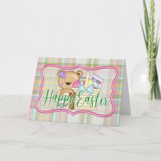 Teddy Bear Happy Easter Card (Front)