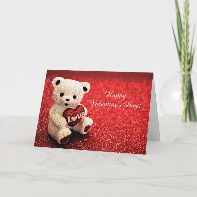 Teddy Bear Happy Valentine's Day Card (Front)