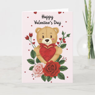 Teddy Bear Happy Valentine's Day Holiday Card