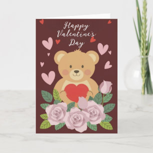 Teddy Bear Happy Valentine's Day Holiday Card