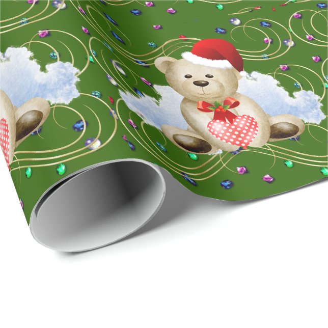 Teddy Bear & Heart Wrapping Paper (Roll Corner)