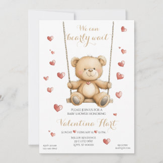 Teddy Bear Hearts Baby Shower Invitation