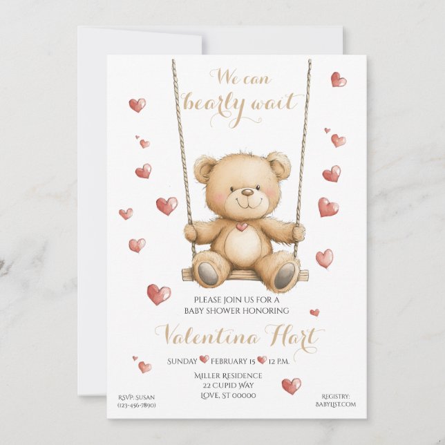 Teddy Bear Hearts Baby Shower Invitation (Front)
