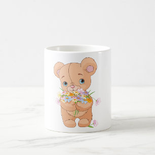 Teddy Bear Holding A Bouquet Mug