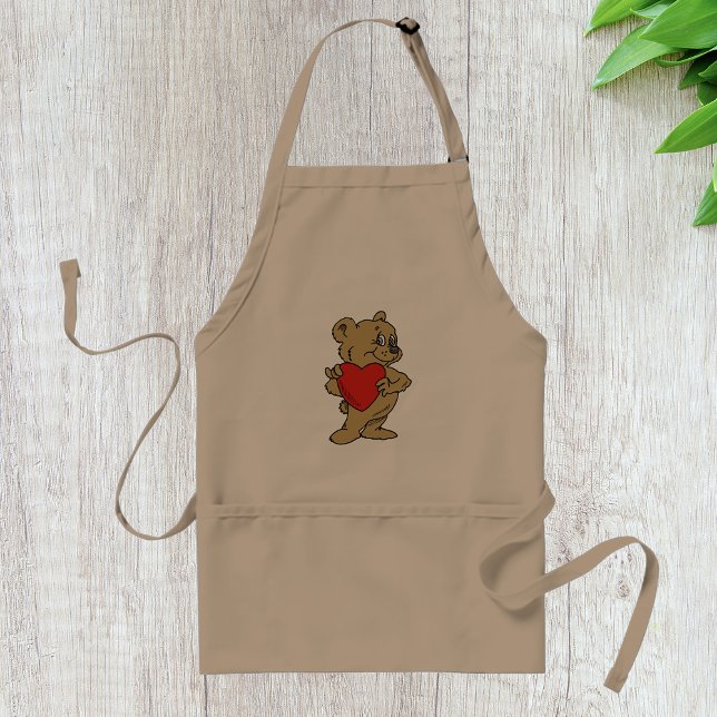 Teddy Bear Holding A Red Heart Apron (Creator Uploaded)