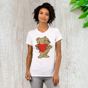 Teddy Bear Holding A Red Heart Womens T-Shirt