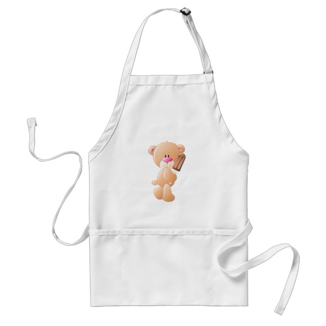 Teddy Bear Holding Chocolate Ice Cream Popsicle Standard Apron (Front)