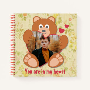 Teddy Bear Holding Heart Photo Valentine's Day Notebook