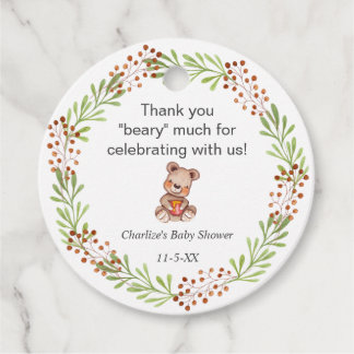 Teddy Bear Honey Bee baby shower thank you Favour Favour Tags