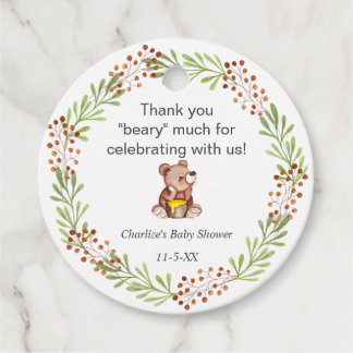 Teddy Bear Honey Bee baby shower thank you Favour  Tags