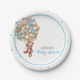 Teddy Bear Hot Air Balloon Baby Shower Custom  Paper Plate