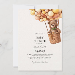 Teddy Bear Hot Air Balloon Baby Shower Invitation