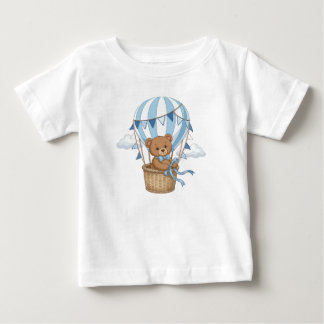 Teddy Bear Hot Air Balloon Blue Kids Nursery Desig Baby T-Shirt