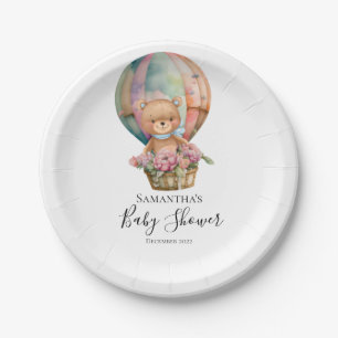 Teddy Bear hot air Balloon Blue Paper Plates