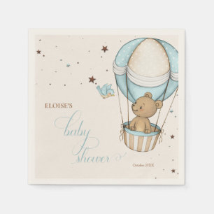 Teddy Bear Hot Balloon Bearly Wait Baby Shower Napkin