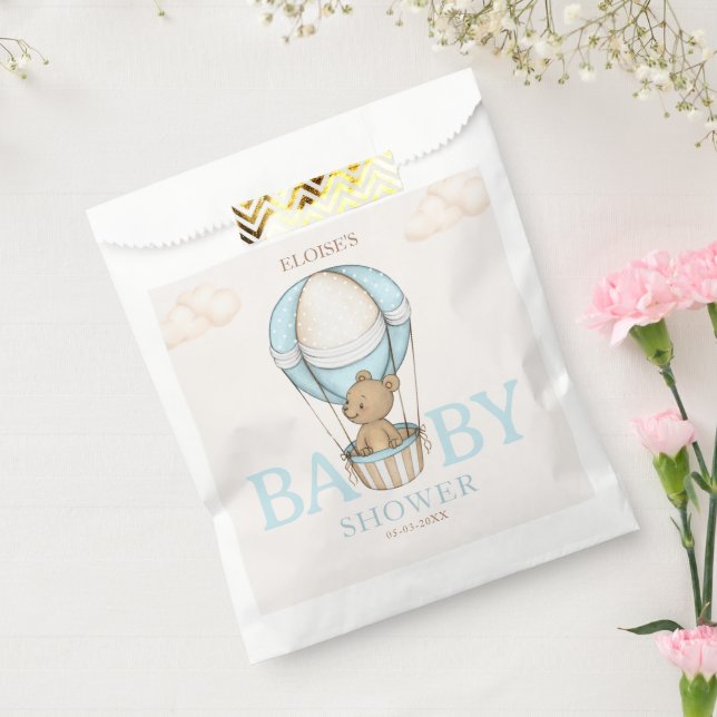 Teddy Bear Hot Balloon Bearly Wait boy Baby Shower Favour Bags (Sealed)