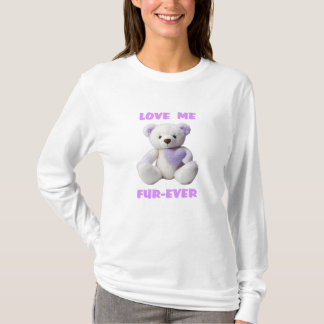 Teddy Bear Hugging Lavender Heart Valentine's Day T-Shirt