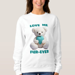 Teddy Bear Hugging Teal Heart Valentine's Day Gift Sweatshirt