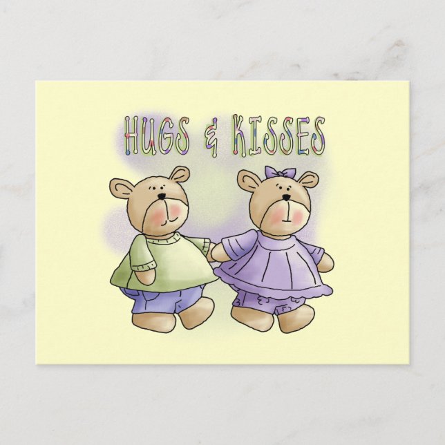 Teddy Bear Hugs and Kisses Tshirts and Gifts Postcard (Front)