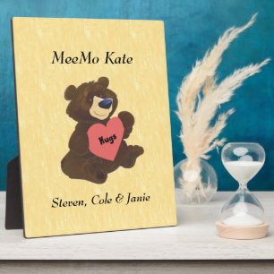 Teddy Bear Hugs Heart Custom Plaque