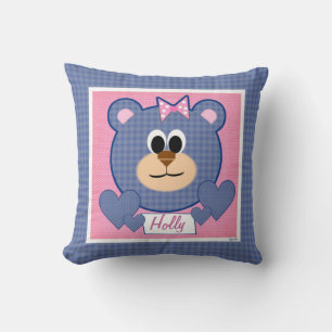 Teddy Bear Hugs n Kisses Pink and Blue Cushion