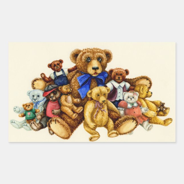 TEDDY BEAR HUGS STICKERS Rectangle Sheet (Front)
